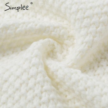 Simplee Autumn women shrug knitted cardigan Casual long white hollow out cardigan sweater Loose winter female outerwear coat new White